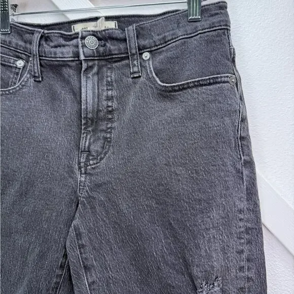 Madewell The Mid-Rise Perfect Vintage Straight Jean Black Ripped Edition Size 26 - Picture 3 of 13